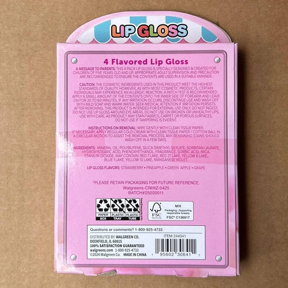 Play Right Kids Lip Gloss Vending Machine 4 Pack Flavored Kids Strawberry Grape